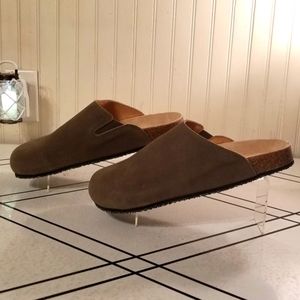 Simple C2 Unisex Clog Slide olive green genuine leather Birkenstock-style